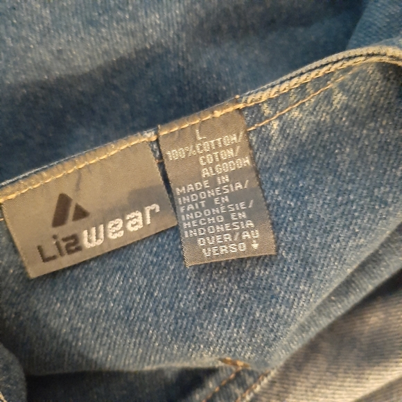 Vintage Denim Jean Vest Lizwear Claiborne L 80 90 - Picture 7 of 9